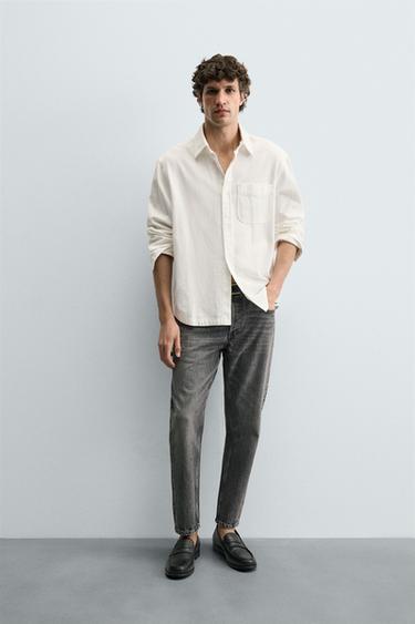 JEAN SLIM COURT - Gris de Zara