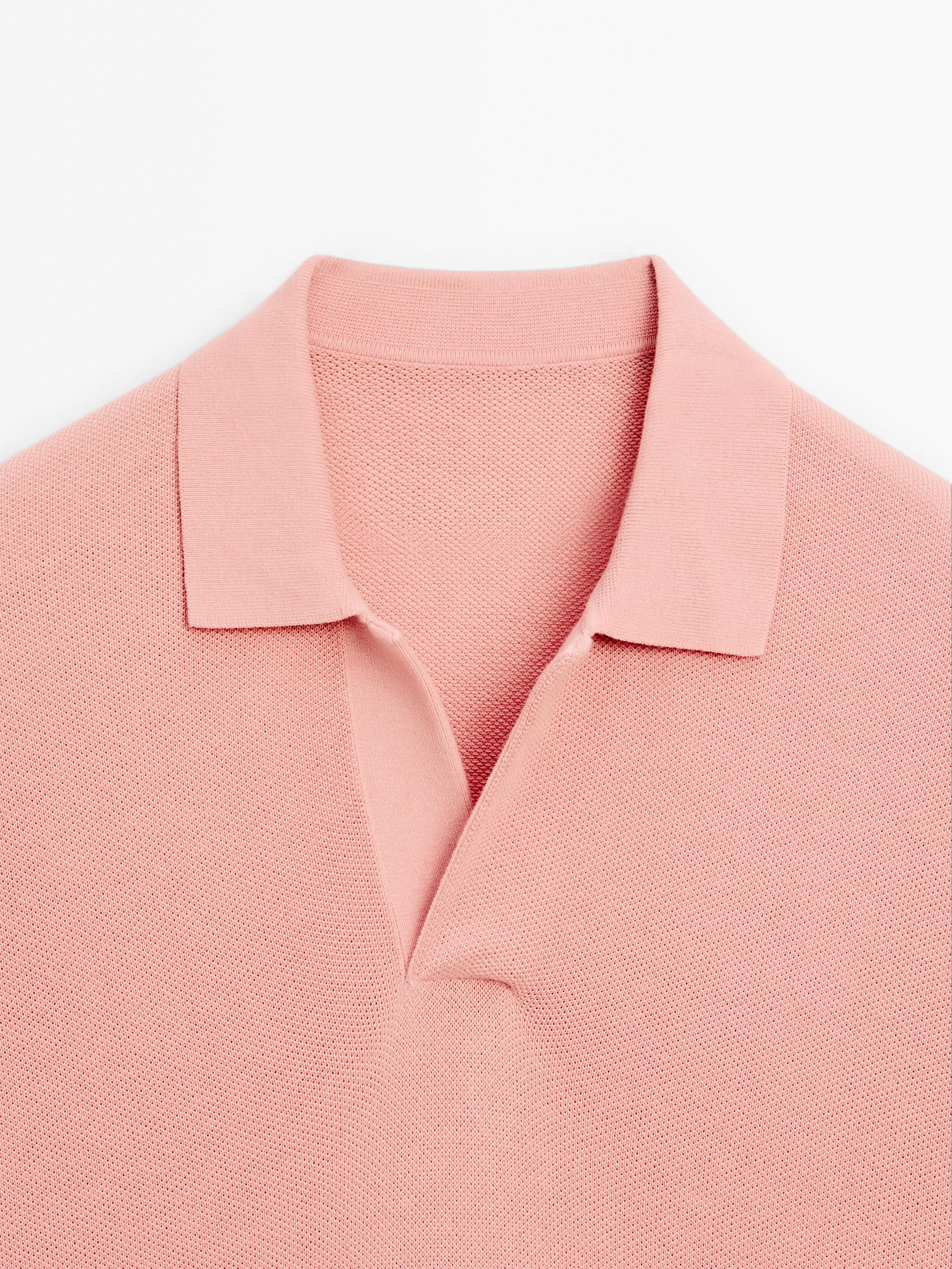 Knit V-neck polo shirt