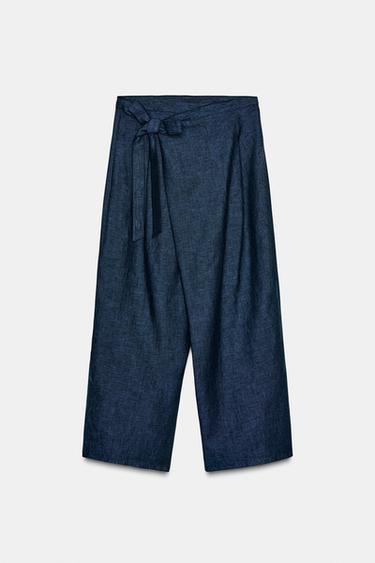 WRAP TROUSERS WITH TIE DETAIL - Indigo by Zara - Image 0