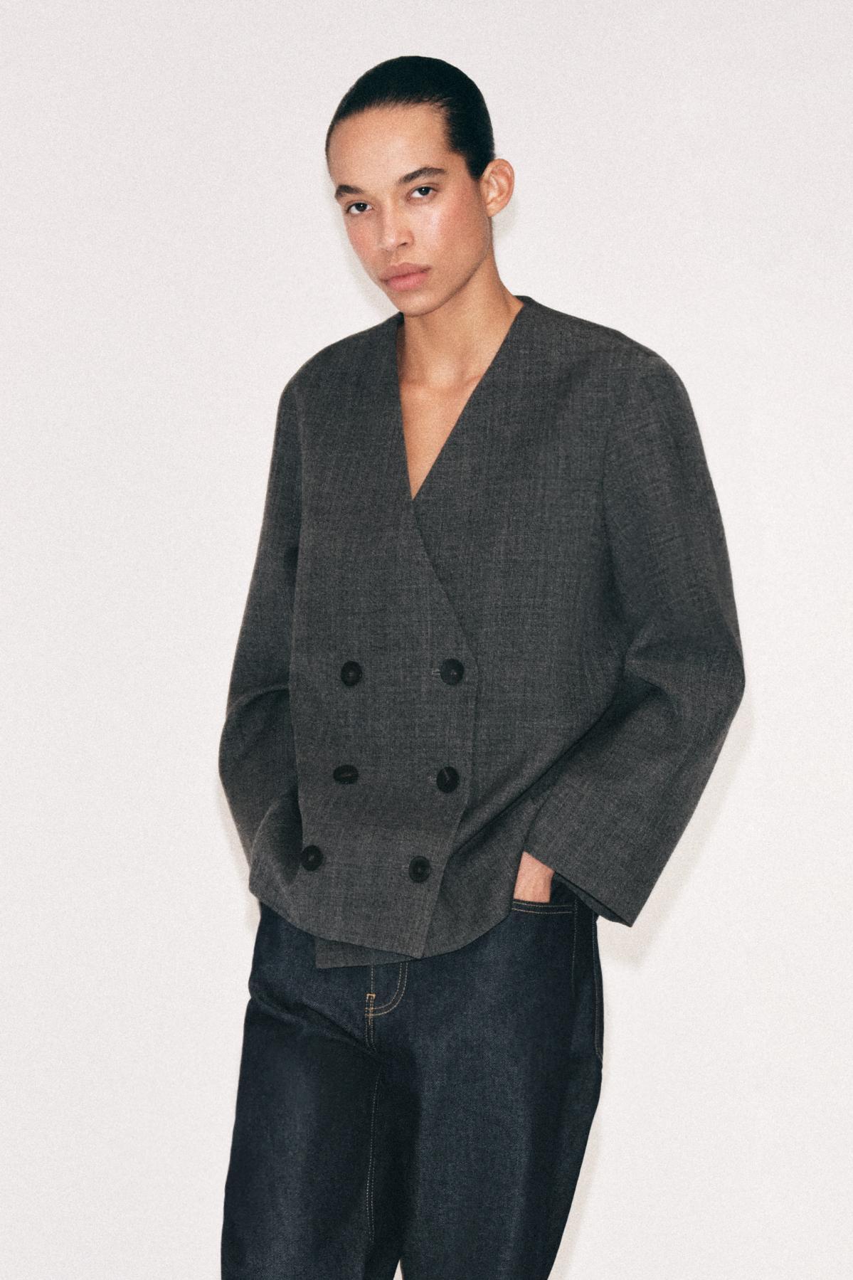 ZW COLLECTION WOOL BLAZER — Gray
