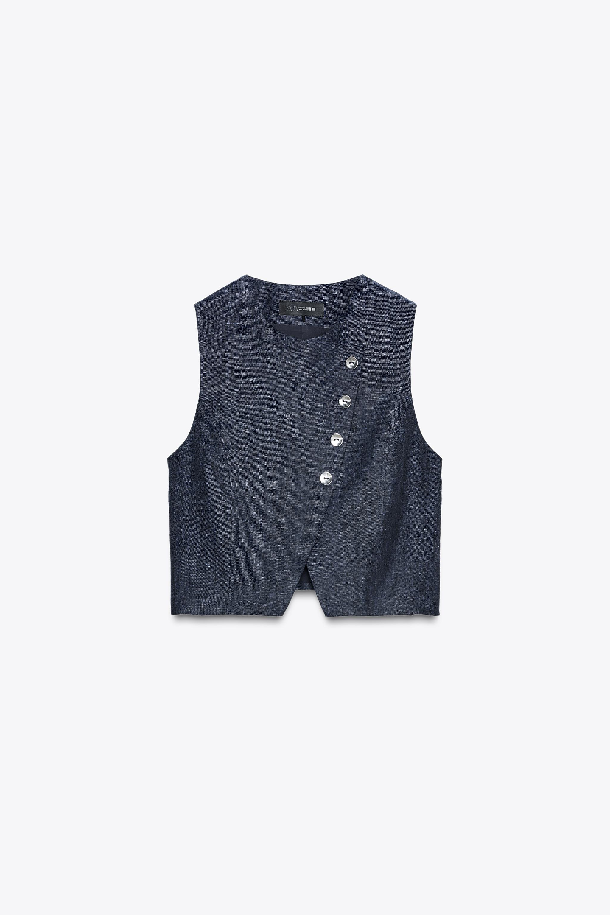 100% LINEN DOUBLE-BREASTED VEST