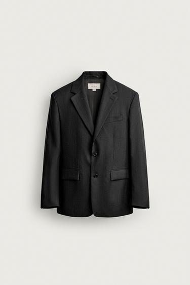 MANTECO® 100% WOOL STRIPED SUIT BLAZER — Anthracite grey 1