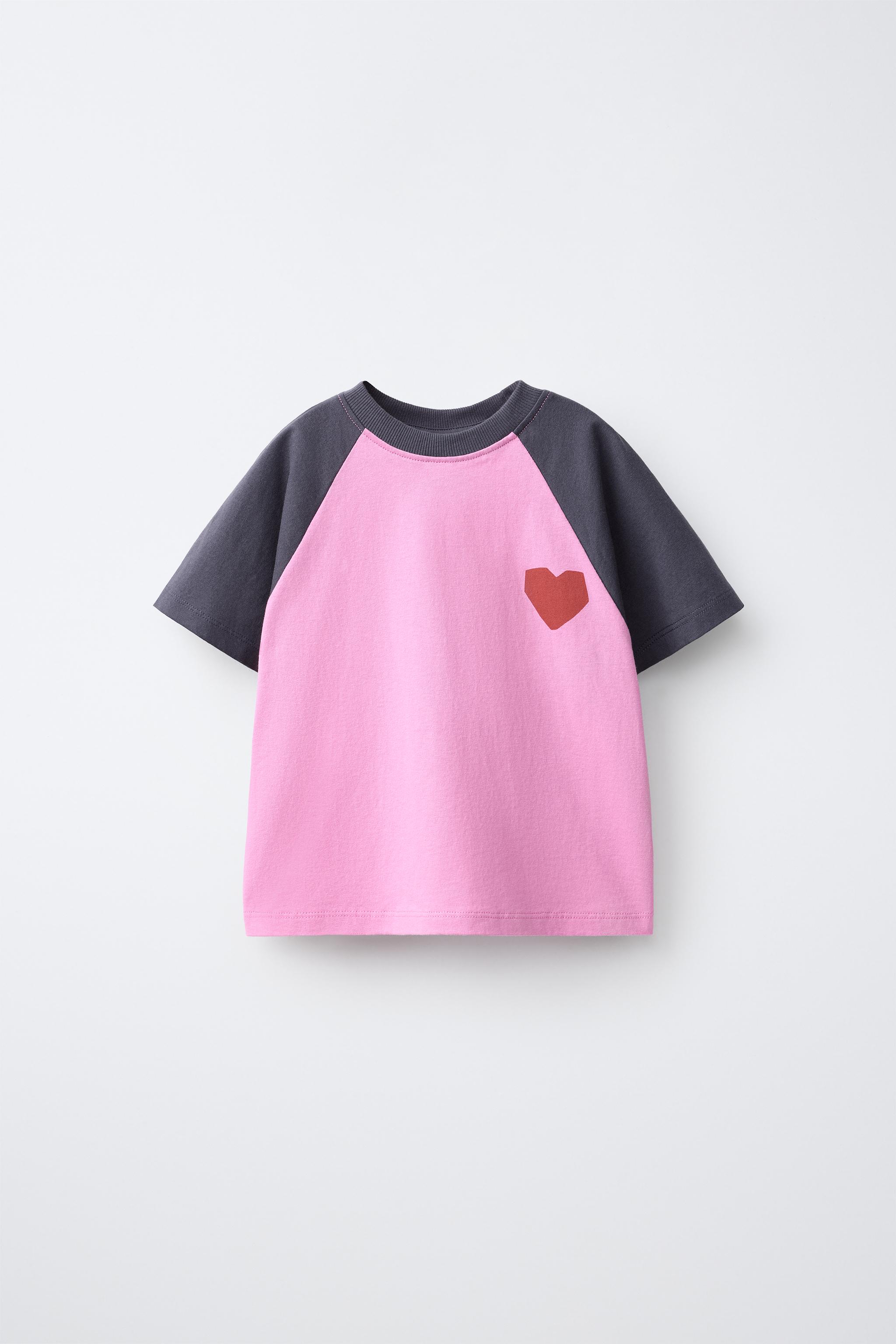 HEART RAGLAN T-SHIRT — Pink