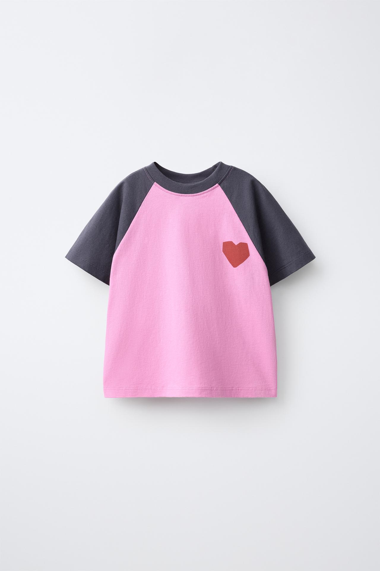 HEART RAGLAN T-SHIRT — Pink