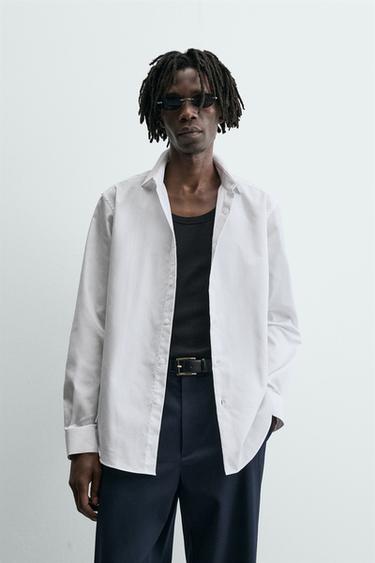 Zara SLIM FIT TEXTURED SHIRT - White