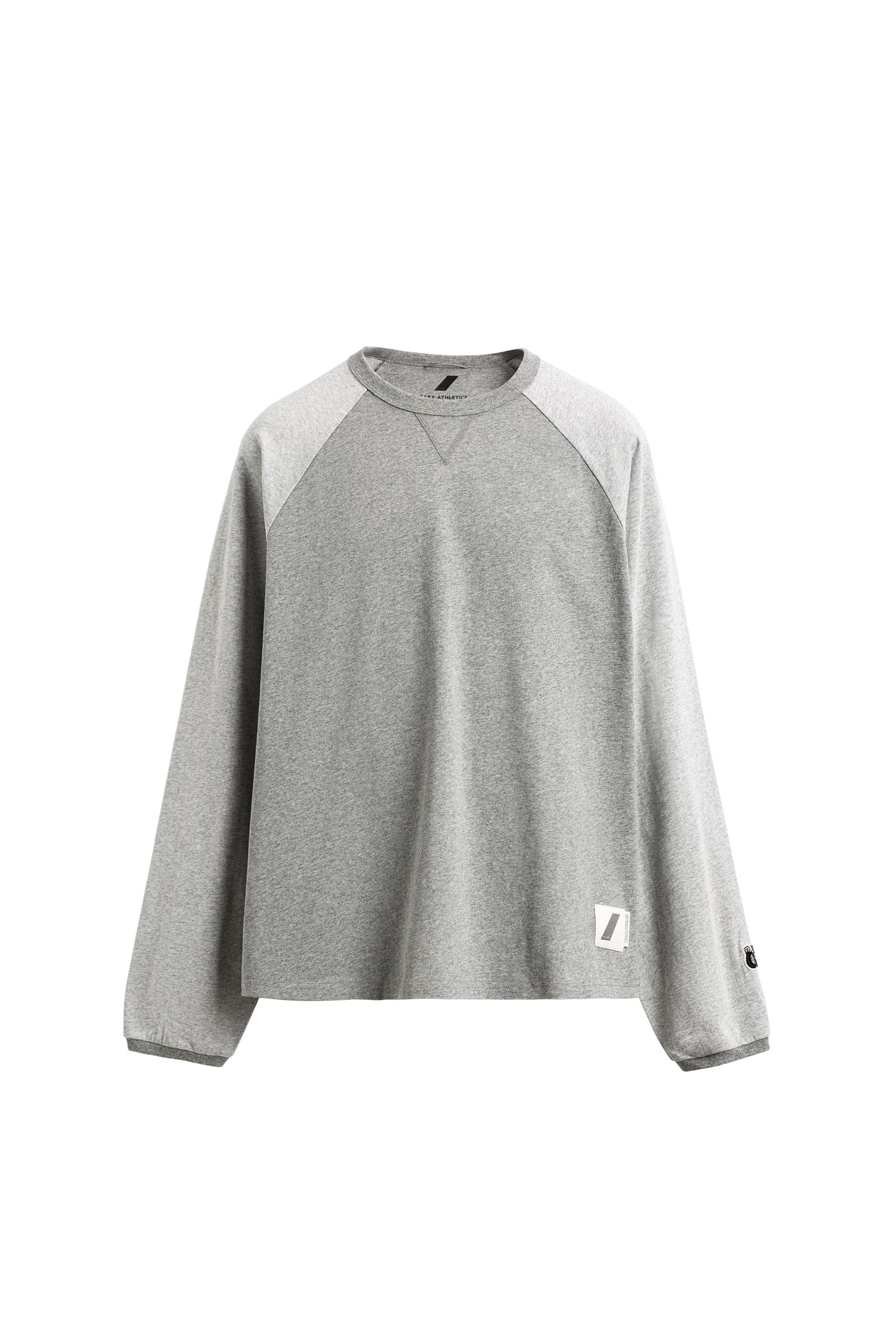 EMBROIDERED LONG SLEEVE COLOUR BLOCK T-SHIRT