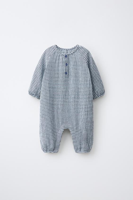 ДЛИННЫЙ КОМБИНЕЗОН В КЛЕТКУ — СИНИЙ от Zara — изображение 0