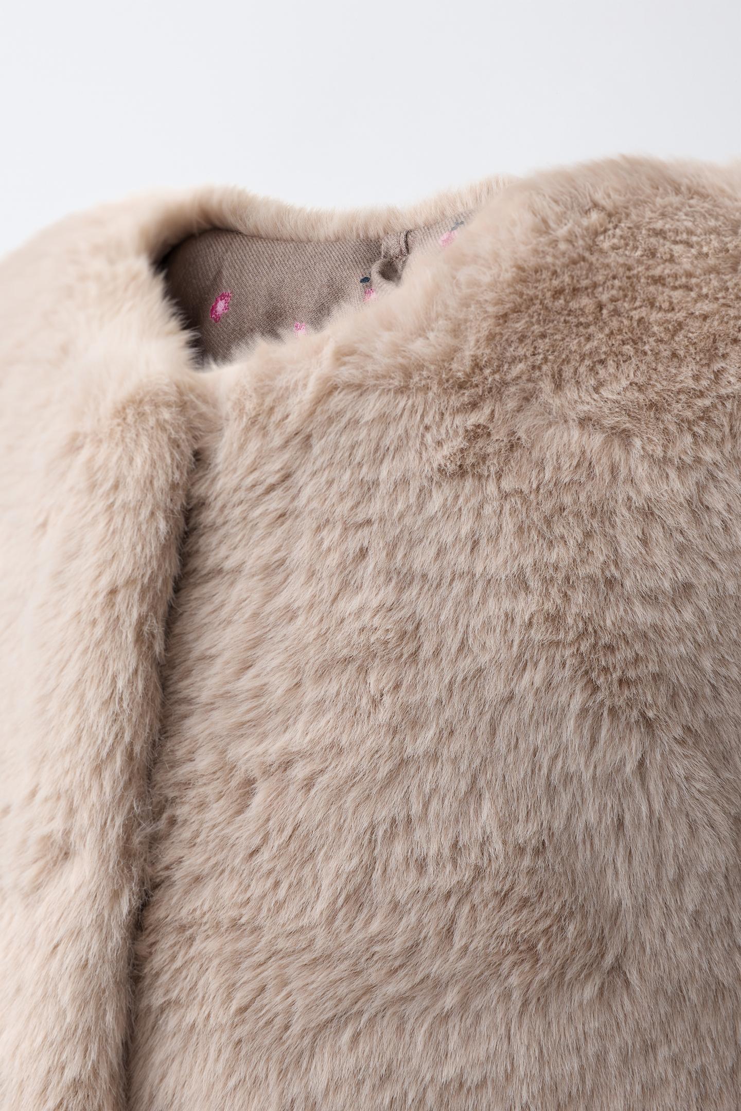 Детский жилет Zara Faux Fur Vest, цвет: Серо-коричневый коричневый — фото 5