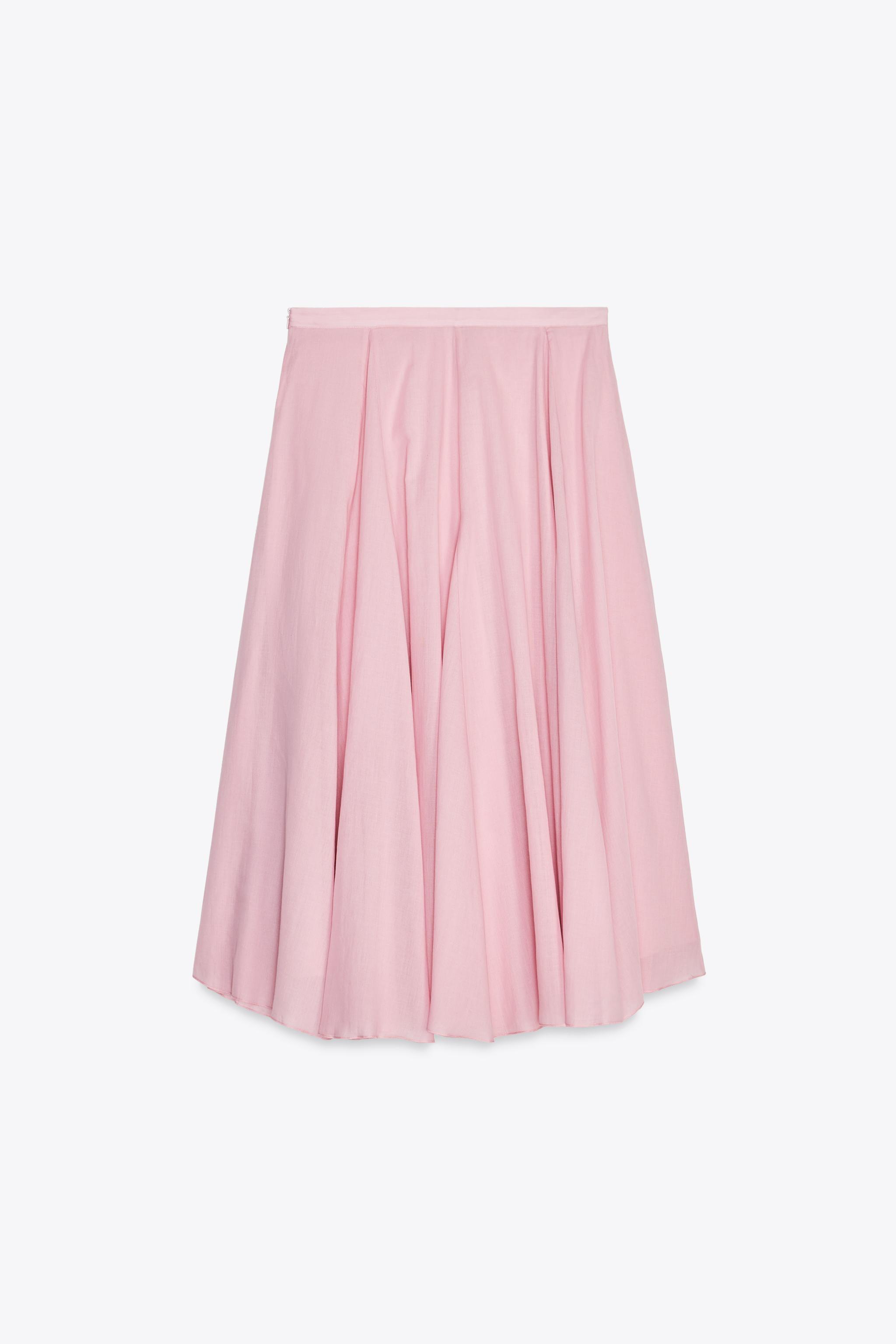 ZW COLLECTION FLared COTTON SKIRT - Pink | ZARA Canada