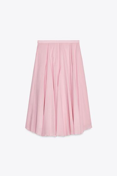JUPE ÉVASÉE EN COTON ZW COLLECTION - Rose de Zara - Image 6