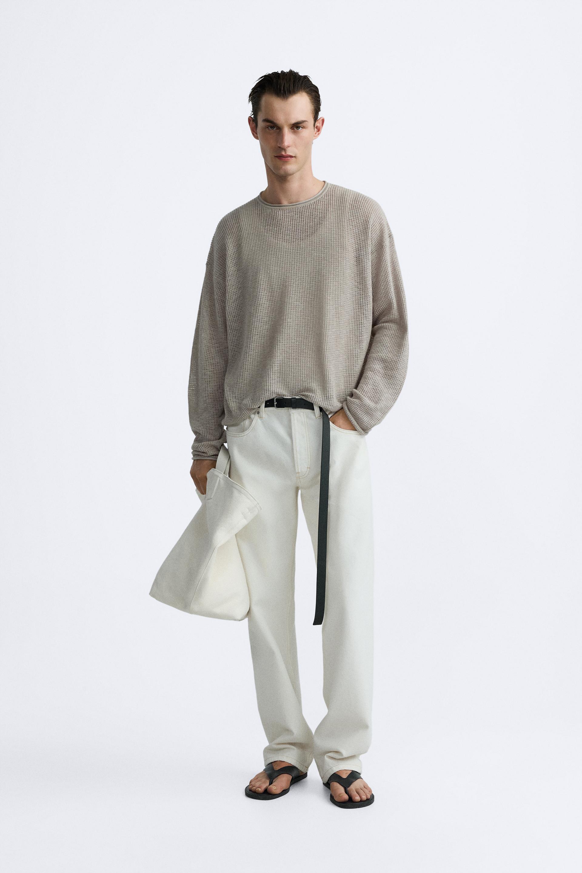 COTTON - LINEN BLEND SWEATER - Stone | ZARA Canada