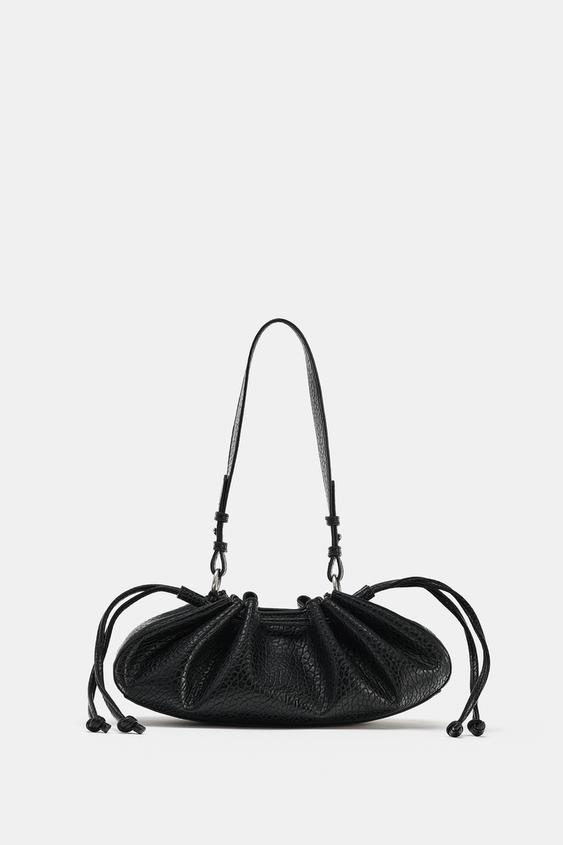 GATHERED ELONGATED SHOULDER BAG - Black by Zara - Image 1