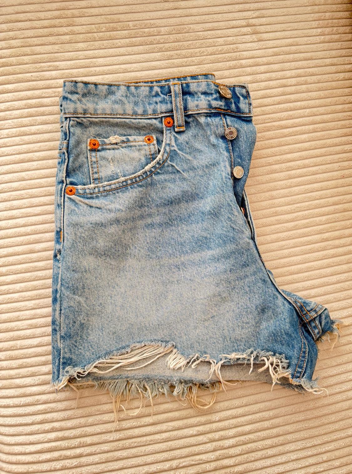 TRF HIGH-WAIST DENIM RIPPED SHORTS - Image 7