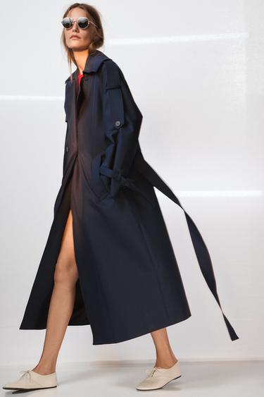 TRENCH OVERSIZE CINTURÓN ZW COLLECTION - Azul de Zara
