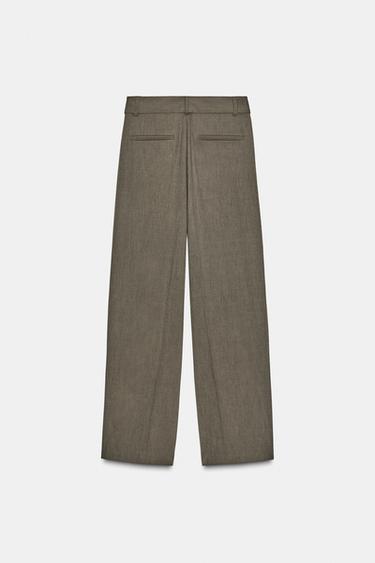 PLEATED TROUSERS WITH BELT - Khaki marl by Zara - Image 5