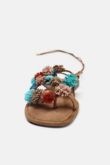 BEADED STRAPPY SANDALS - Multicoloured by Zara - Image 3