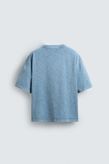 RELAXED FIT SLUB KNIT WASHED T-SHIRT - Blue by Zara - Image 6