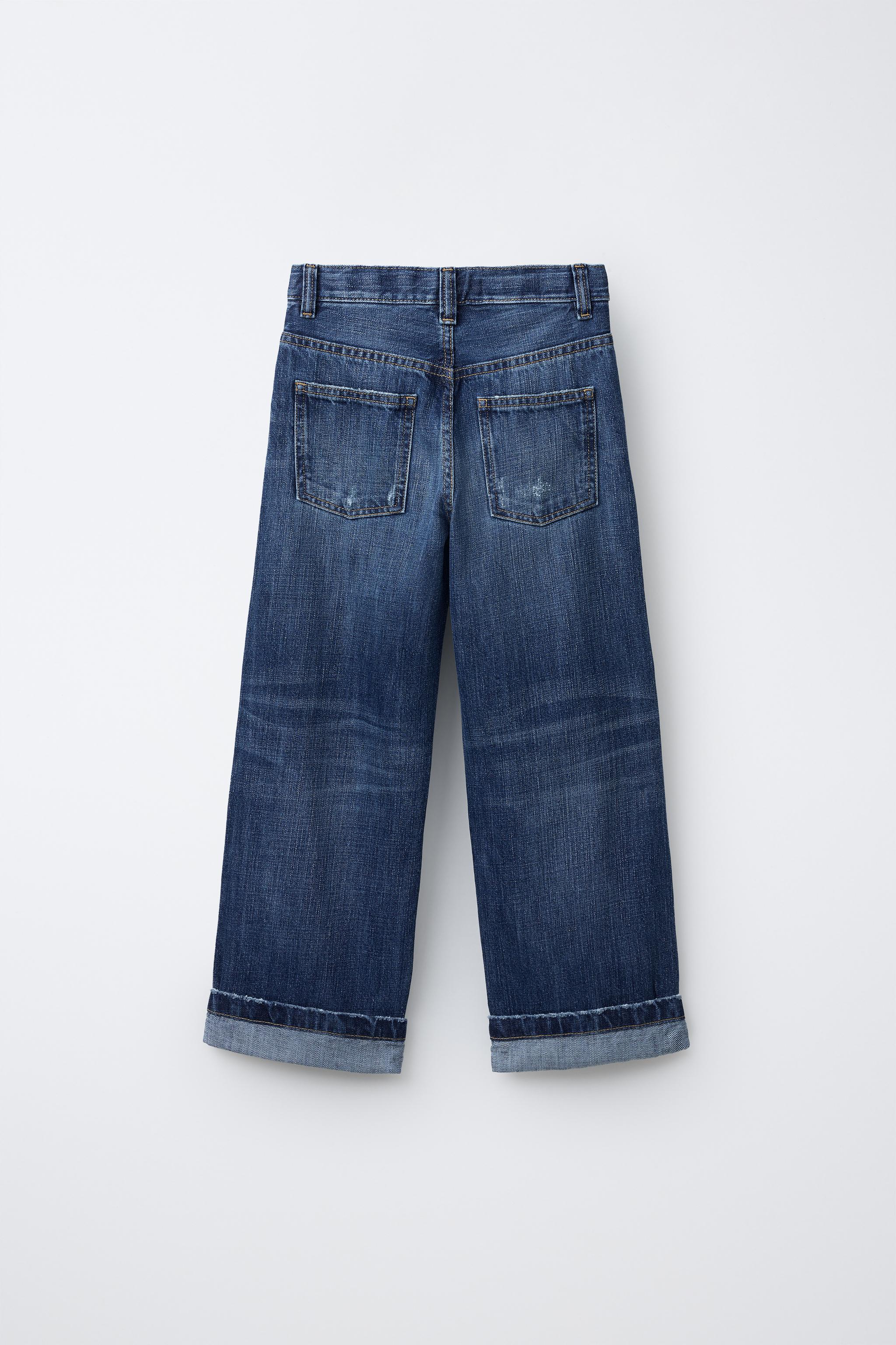 LOOSE FIT JEANS WITH SELVEDGE TURN-UP HEM - Blue | ZARA United Kingdom