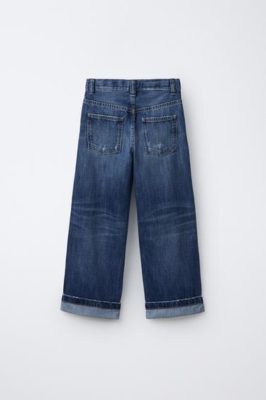 LOOSE FIT JEANS WITH SELVEDGE TURN-UP HEM - Blue by Zara - Image 1