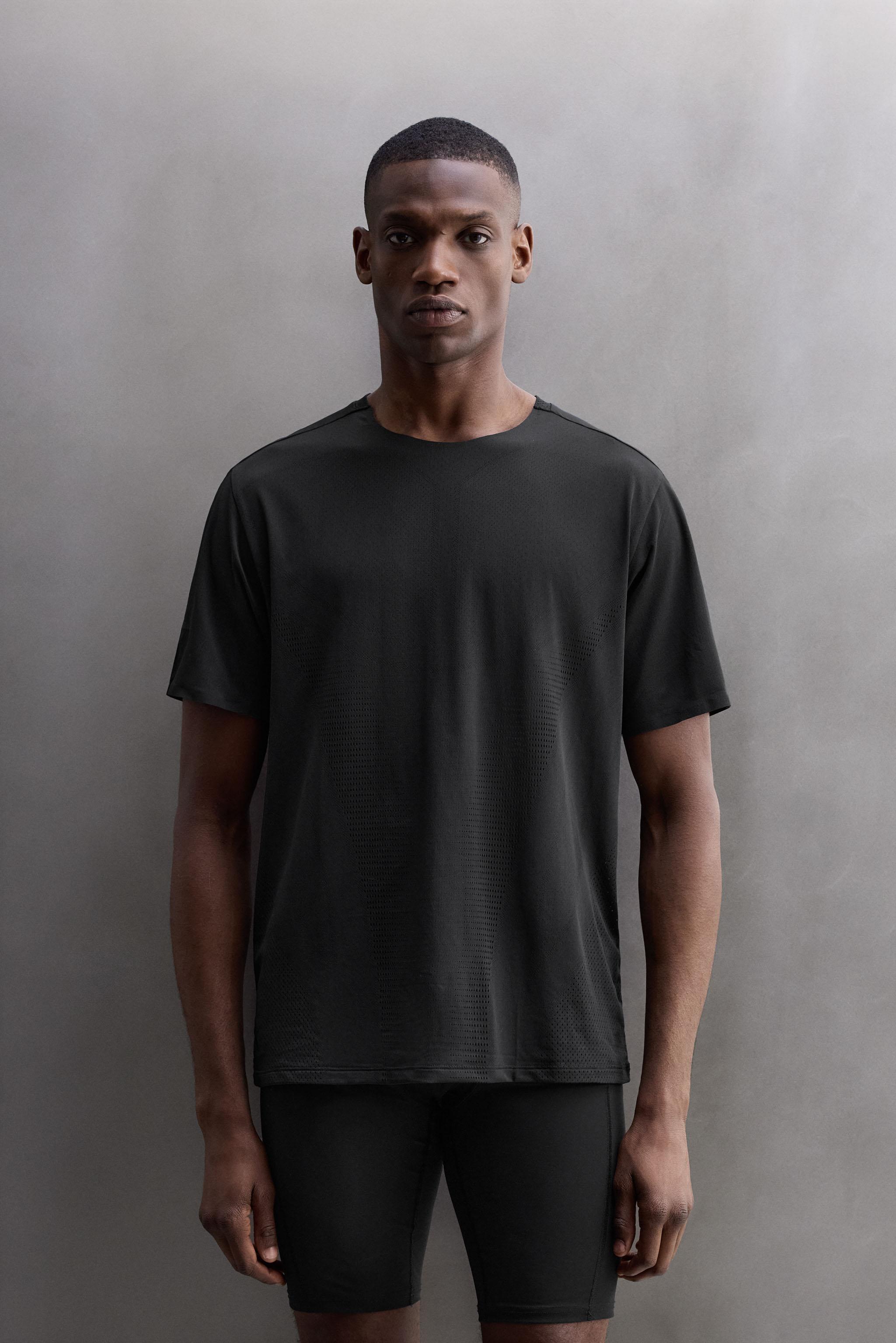 PERFORATED TECHNICAL T-SHIRT - Black | ZARA United States