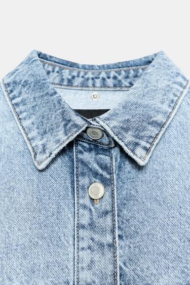 Z1975 OVERSIZE DENIM HOODIE JACKET - Light blue by Zara - Image 11