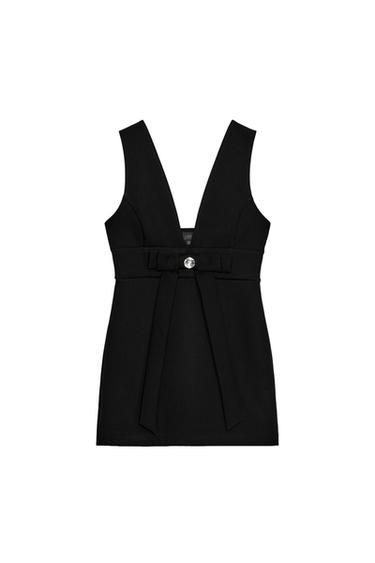 SHORT DRESS WITH BOW AND JEWEL