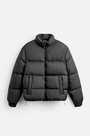 Zara COLOR BLOCK PUFFER JACKET - Black