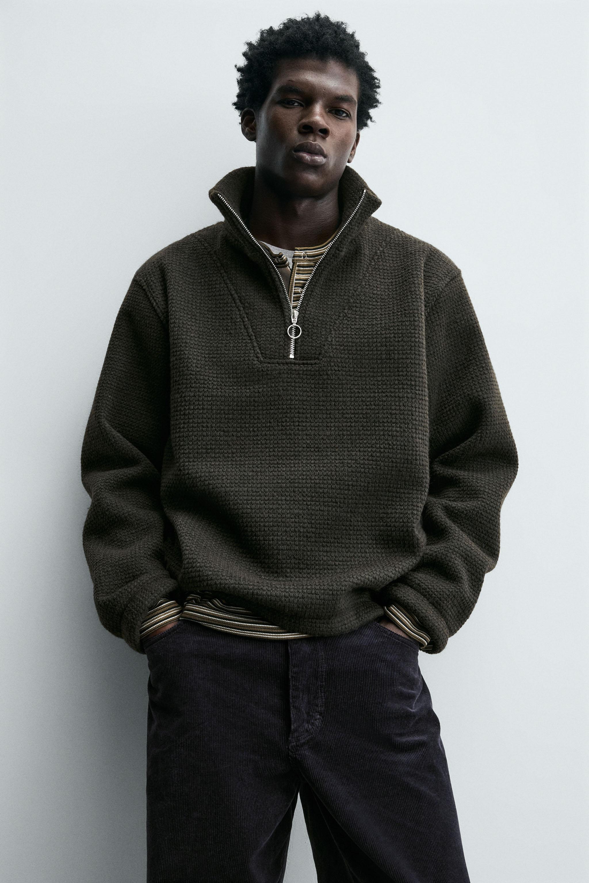 TEXTURED QUARTER-ZIP SWEATSHIRT