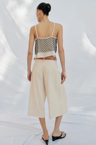 BERMUDA LONGUE À CEINTURE - Beige clair de Zara - Image 4