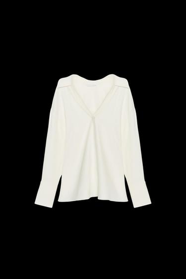 Zara ZW COLLECTION POLO COLLAR SHIRT - Oyster-white - Image 0