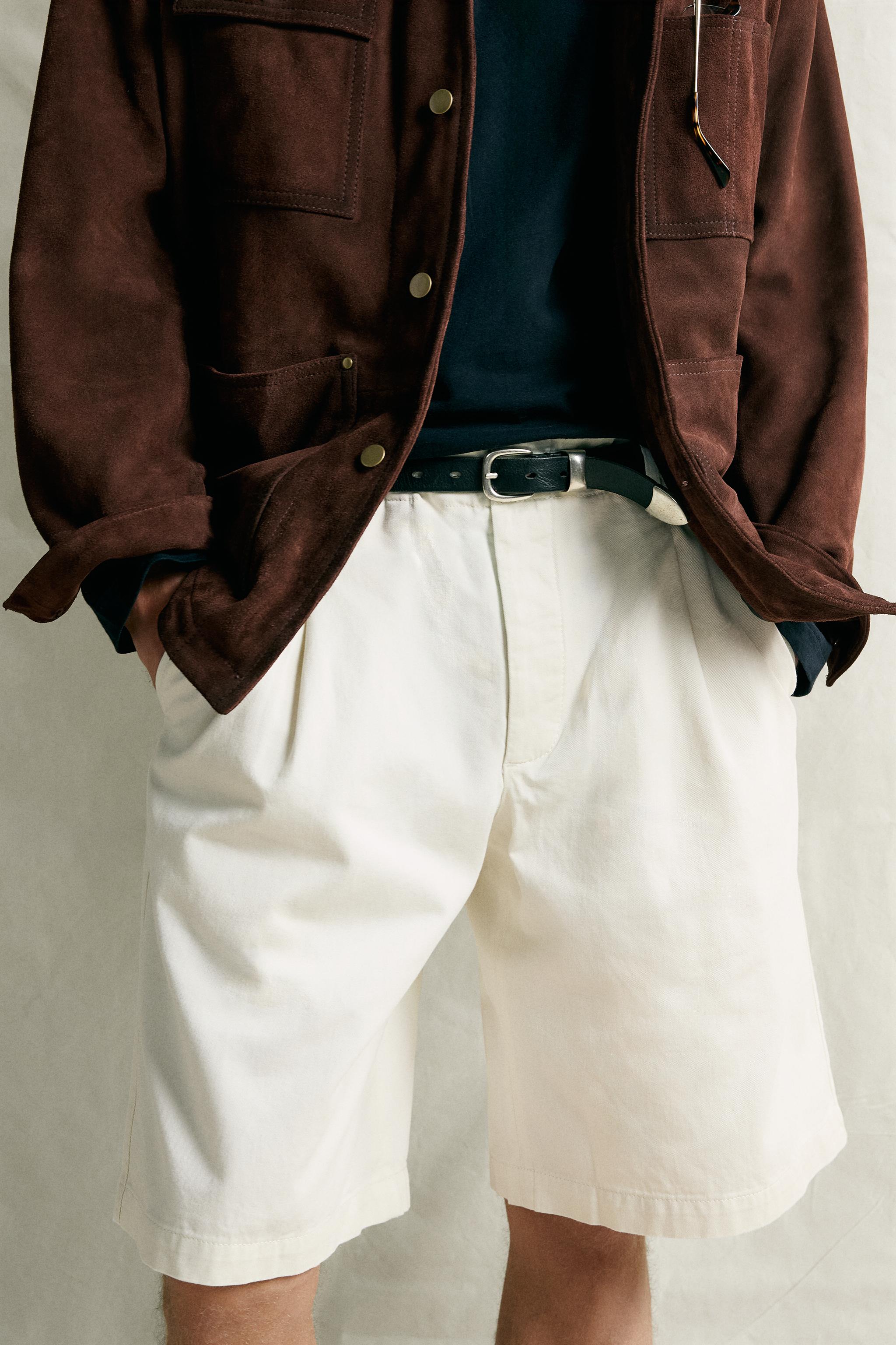 RELAXED-FIT PLEATED BERMUDA SHORTS