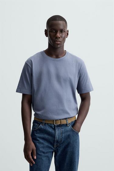 CAMISETA MEDIUM WEIGHT BÁSICA - Azul de Zara