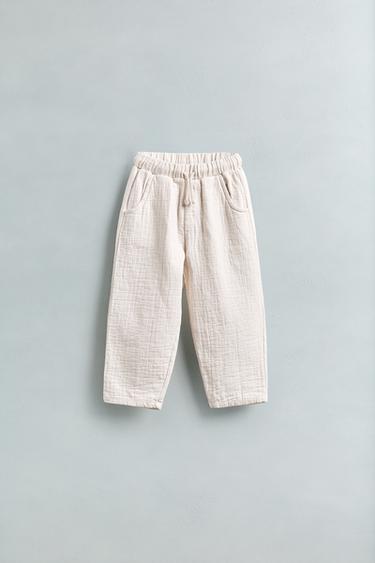 PANTALÓN BAGGY COMBINADO - Crudo de Zara