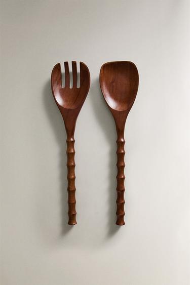 WOODEN SALAD CUTLERY (SET OF 2) - Brown by Zara - Image 0