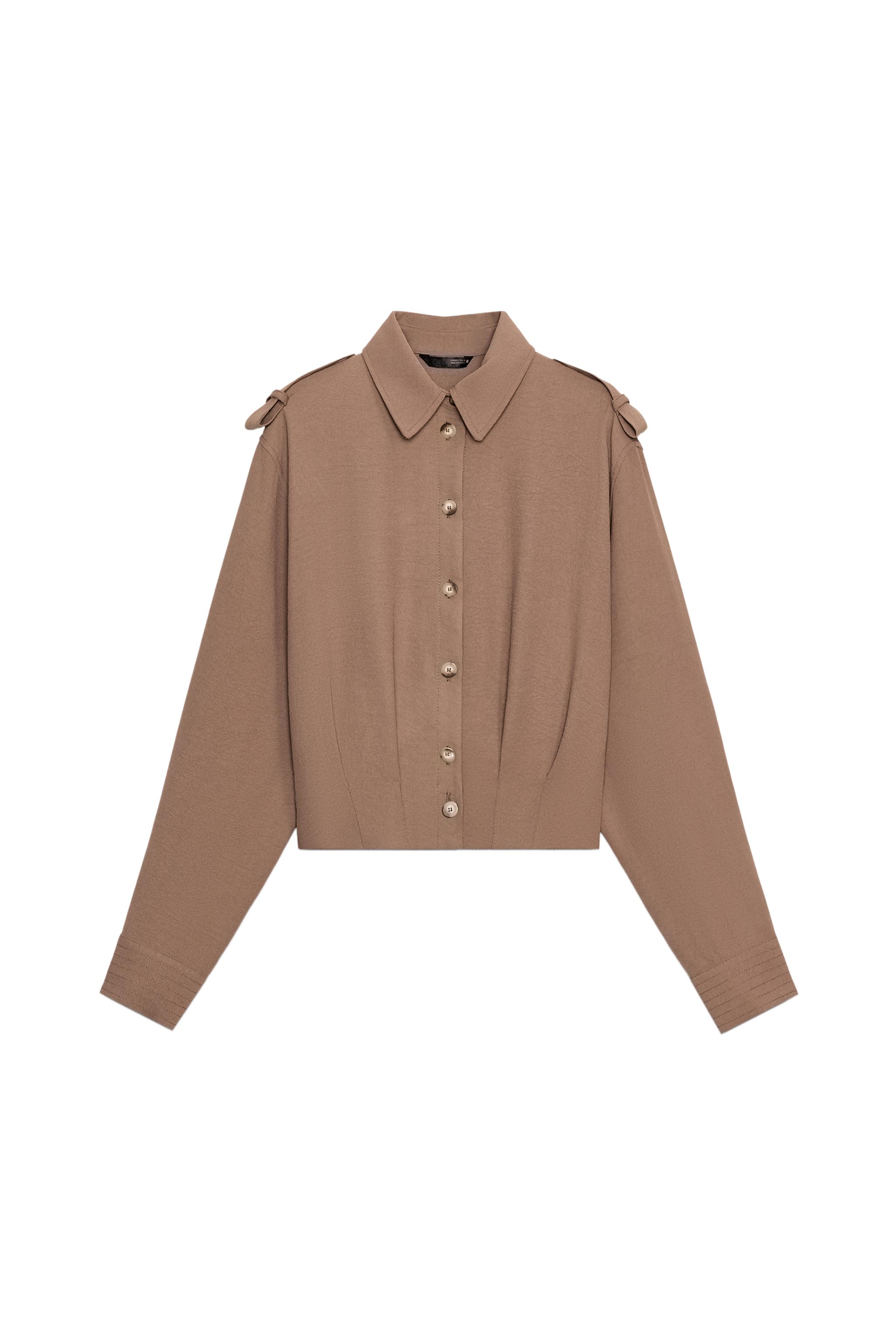 SHORT SHIRT WITH LOOPS - taupe brown | ZARA United States