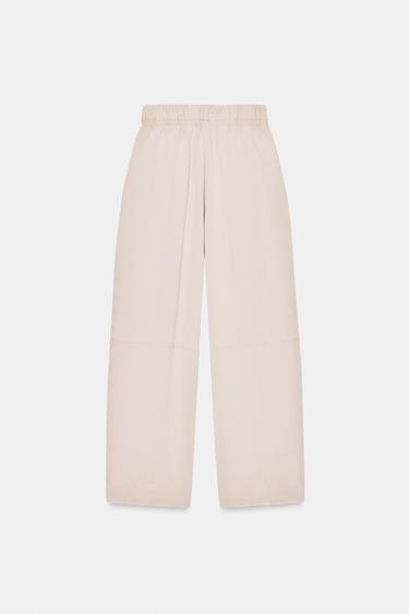 HEAVY COTTON WIDE-LEG TROUSERS - Light mink by Zara - Image 4