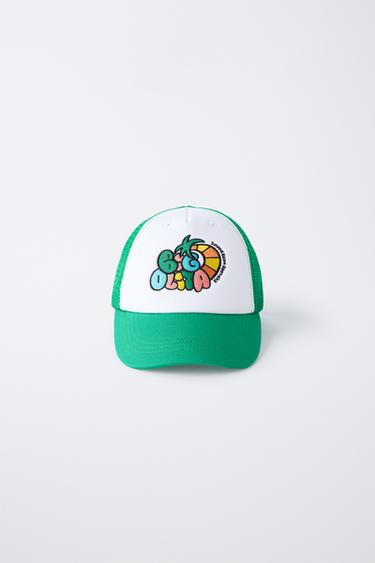 CASQUETTE EN RÉSILLE BRODÉ - Vert de Zara - Image 0