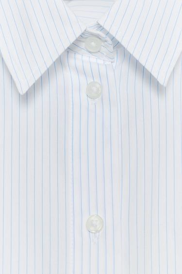 STRIPED POPLIN CROP SHIRT - Blue/White by Zara - Image 7