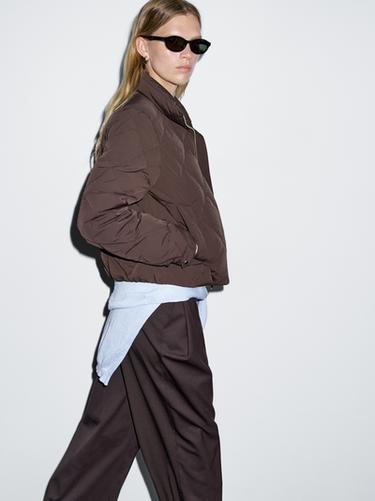 Zara Short puffer jacket - white