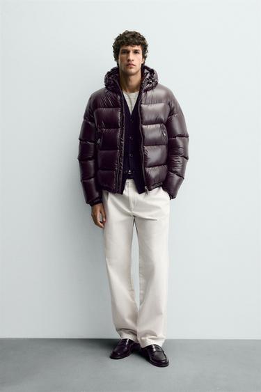 100% FEATHER WATER-REPELLENT PUFFER JACKET - Brown by Zara