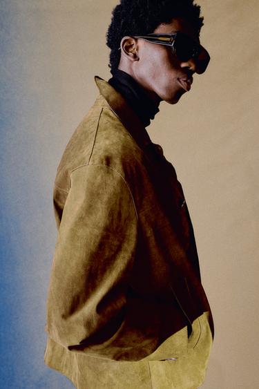 CAMISA AMPLA DE COURO SUEDE - Marrom da Zara