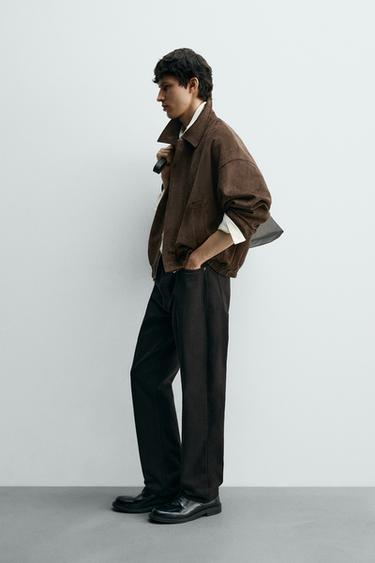 RELAXED FIT FAUX SUEDE JACKET - Brown by Zara - Image 3