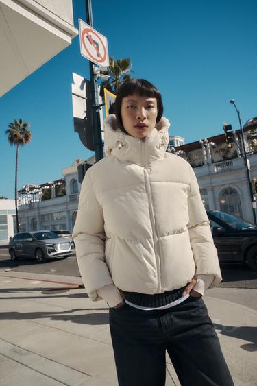 ANORAK À CAPUCHE EN BORG DÉPERLANT COUPE-VENT - Écru de Zara - Image 6