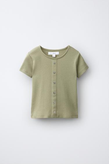 STUDDED STAR T-SHIRT — Khaki 1