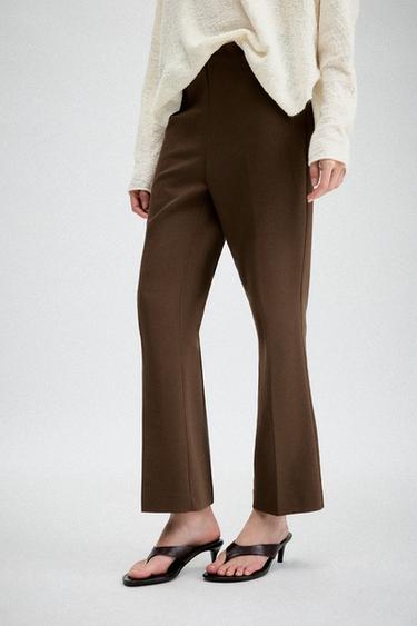 Zara MINI FLARE PANTS - Light brown