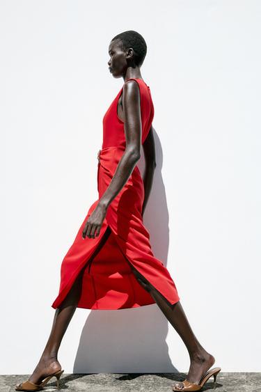 HARDWARE MIDI DRESS - Red by Zara - Image 3