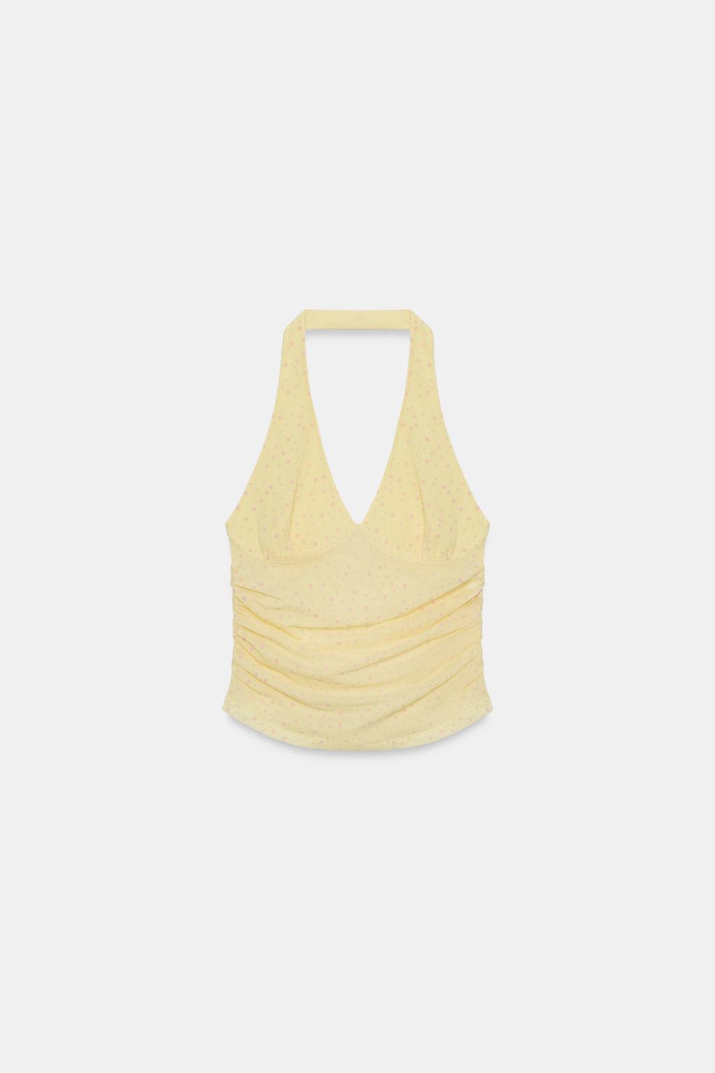 DOTTED MESH HALTER TOP