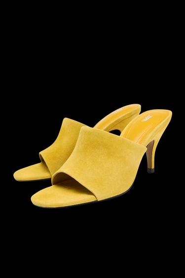 LEDERPANTOLETTE MIT ABSATZ - Senfgelb von Zara