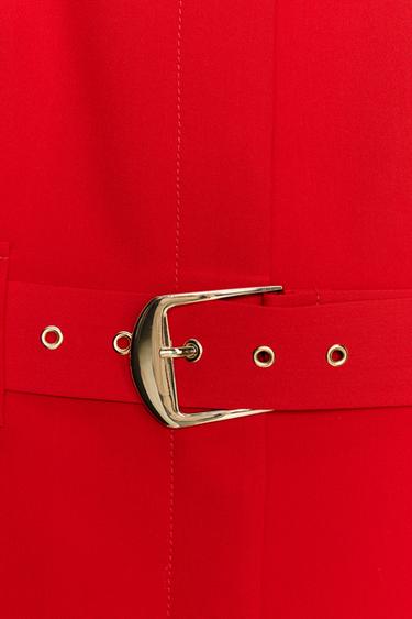 GILET LONG CEINTURE - Rouge de Zara - Image 6