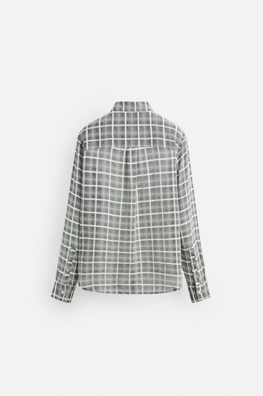 FLOWING CHECK SHIRT - Grey by Zara - Image 7